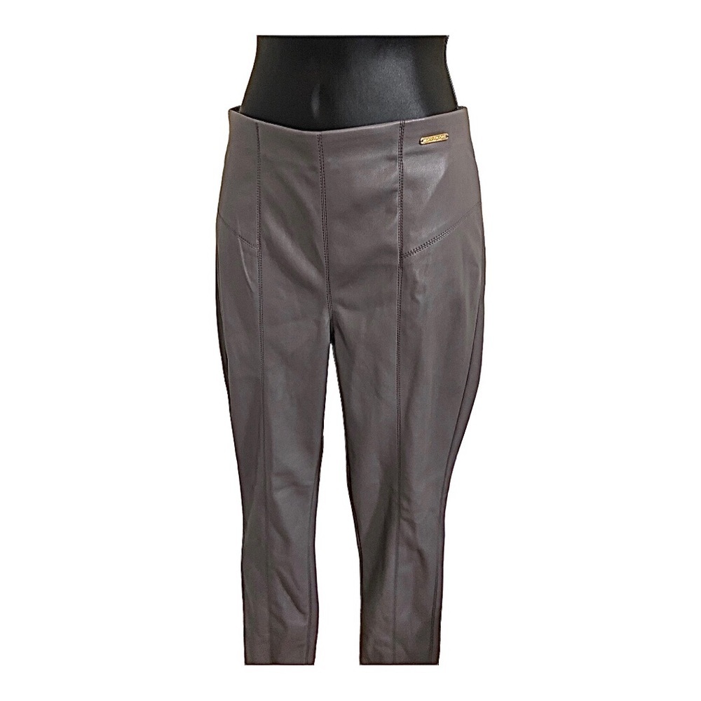Andrew Marc New York faux leather gray seamed full control waistband pan…